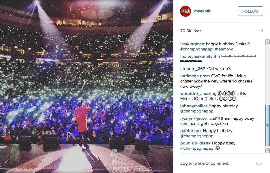 H_Ndakukamo's tweet photo. Meek Mill’s Instagram Flooded
with Drake Birthday Wishes. #DreamChasers4 #Back2BackRemix @juicyporsha https://t.co/Ho5zjfYJNm