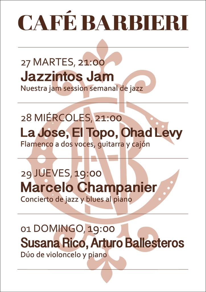 CafeBarbieri's tweet photo. Programación de esta semana, 27oct-1nov

https://t.co/oqPG2koRlz

#lavapies #conciertos #flamenco #piano #jazz https://t.co/MpMTdX285N