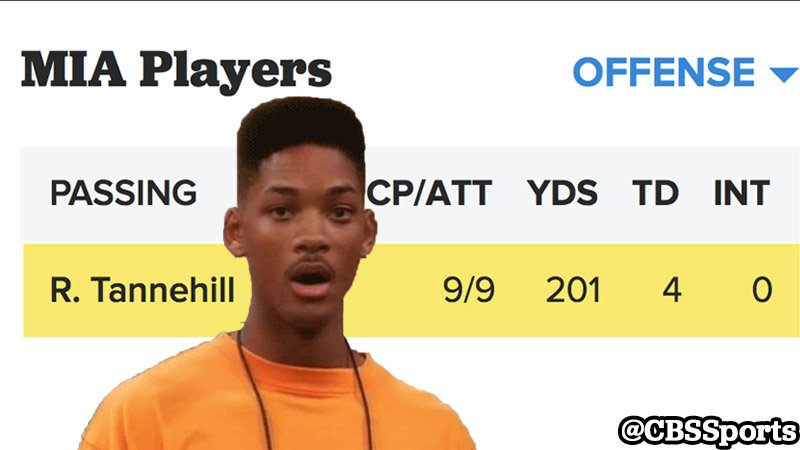 CBSSports's tweet photo. Just going to check out Ryan Tannehill's numbers so far and OH MY https://t.co/nFonmBchsJ