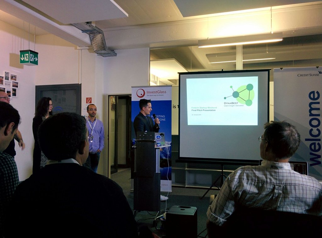 Guirix's tweet photo. Me pitching #DynaBest at #FintechZH, the best client insight driven investment advice for investment managers. https://t.co/5THM8pe0r2