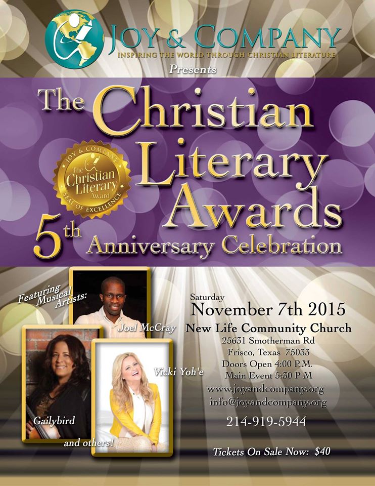 ChristLitAwards's tweet photo. #ChristianLiteraryAwards 2015 #JoyAndCompany #iHost #SAVETHEDATE https://t.co/4lVSo3DxAz