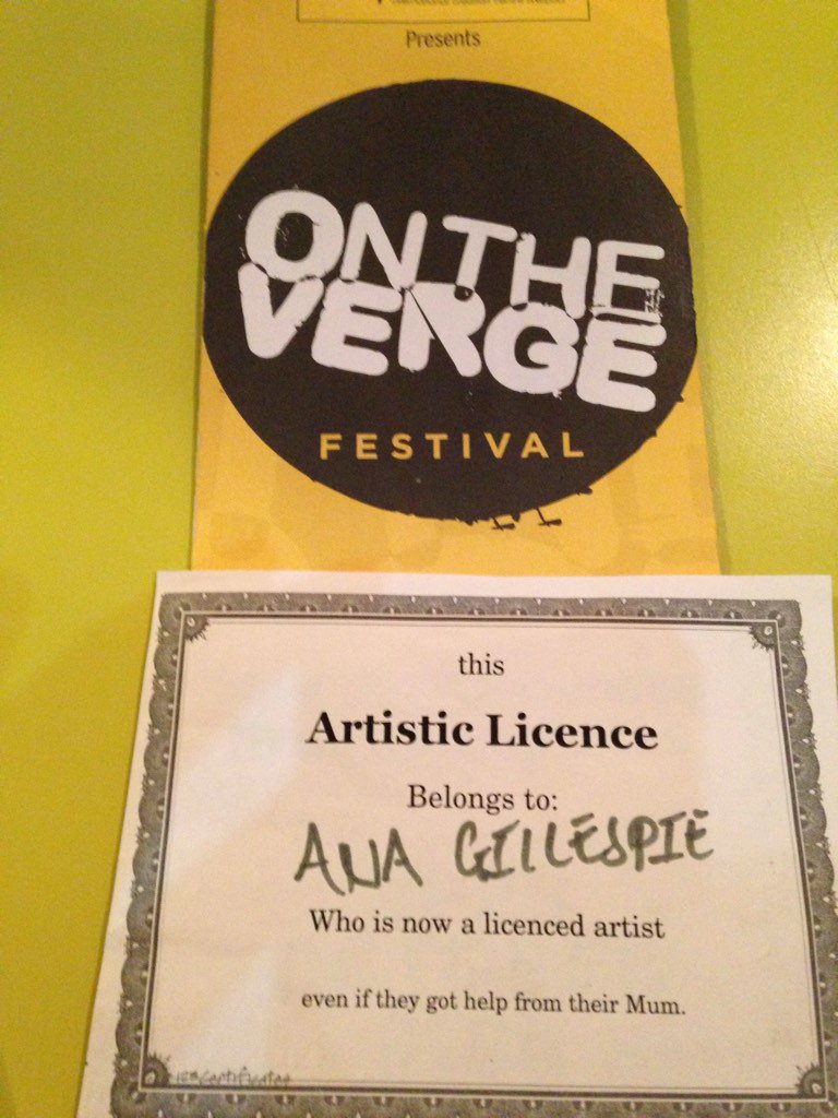 AnaGillespie's tweet photo. Got married in public loo,confessed my creative sins,was expunged &amp; got my artistic license! @hopestltd #OnTheVerge https://t.co/e4f7qYJhsm