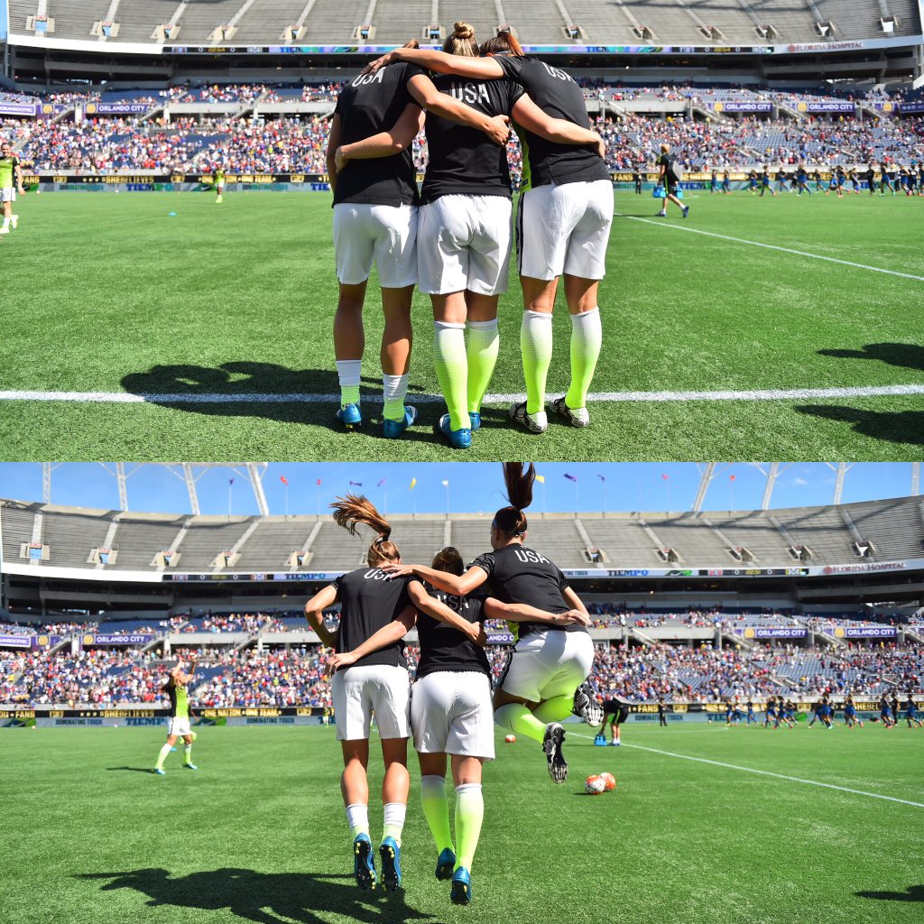 USWNT's tweet photo. The jump. One last time. #NewKids #ThanksLauren https://t.co/DLJOIVoWIl