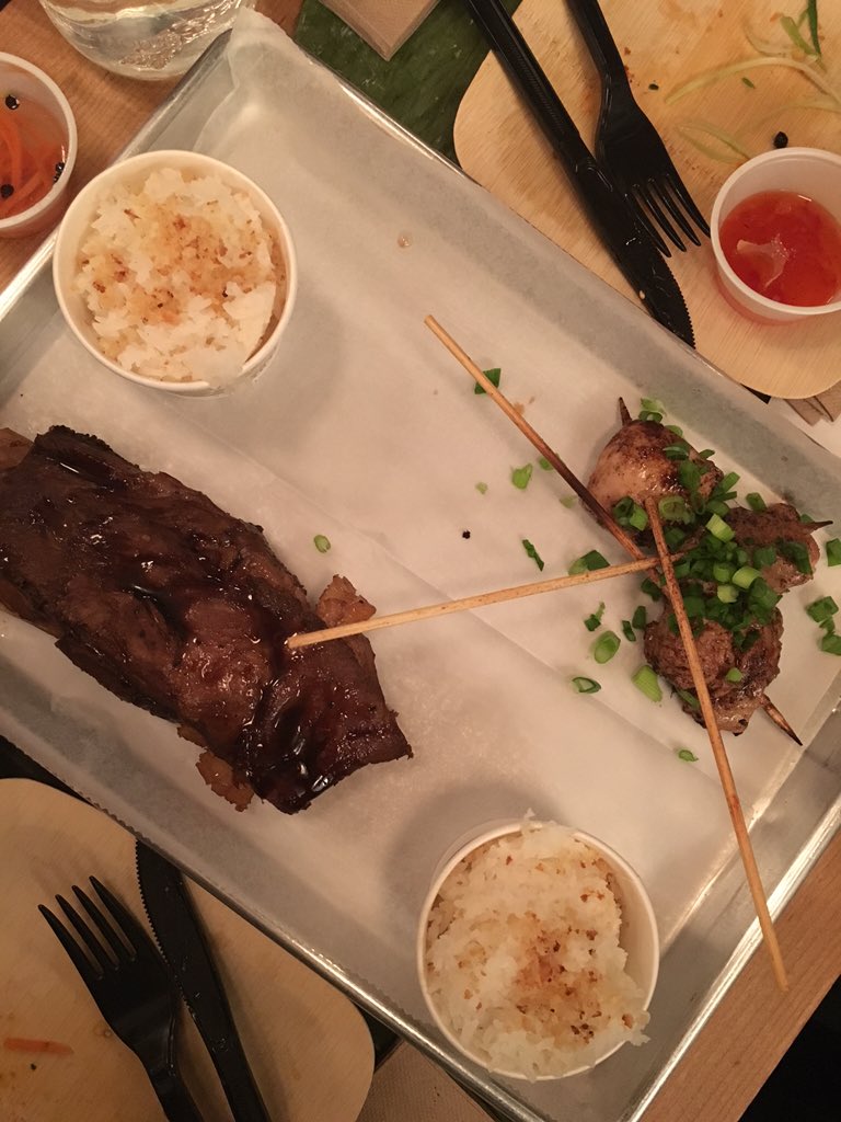 Aubreader's tweet photo. #MilagrosProject 2nd Course Inihaw na Manok and Adobong Baboy @Saus_Boston https://t.co/AAtTKjzjyS