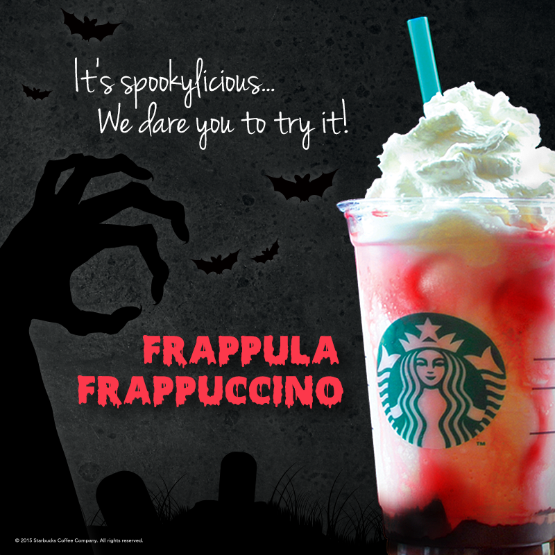 StarbucksMY's tweet photo. This Halloween, we dare you to try our spookylicious #FrappulaFrappucino. It will be a taste to remember! https://t.co/9KGyxeihI4