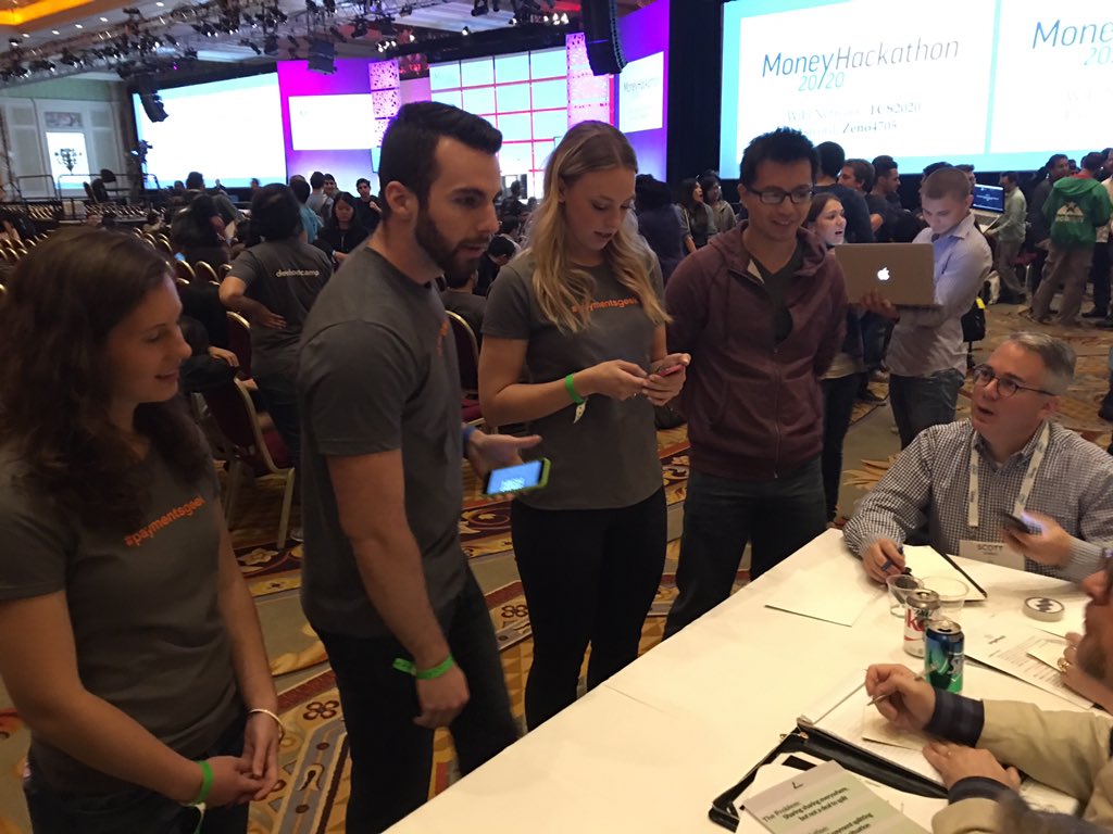 frazier_evans's tweet photo. @money2020 BAH team delivering their "Play to Pay" pitch @GETmodo. Good luck guys.  @BoozAllen @LMacNam @Bill_Ott_ https://t.co/rETJRqHwIP