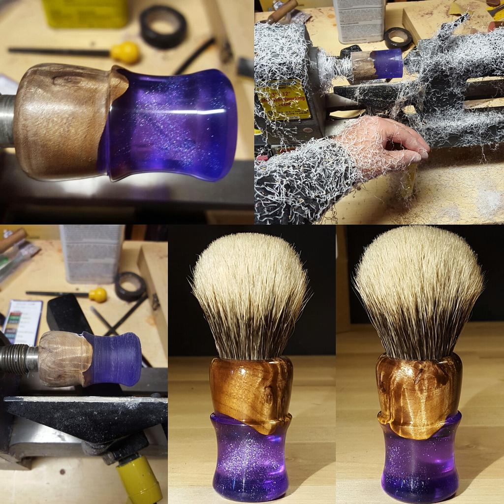 Finished up a customers brush today. Very happy with the way it turned out. #wetshaving #custom
