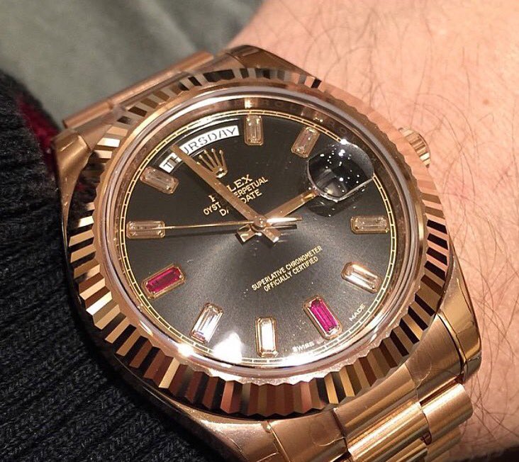 WatchFM's tweet image. Rolex Day-Daye II 🔺🔻 With Rubies &amp;amp; Diamonds ♦️