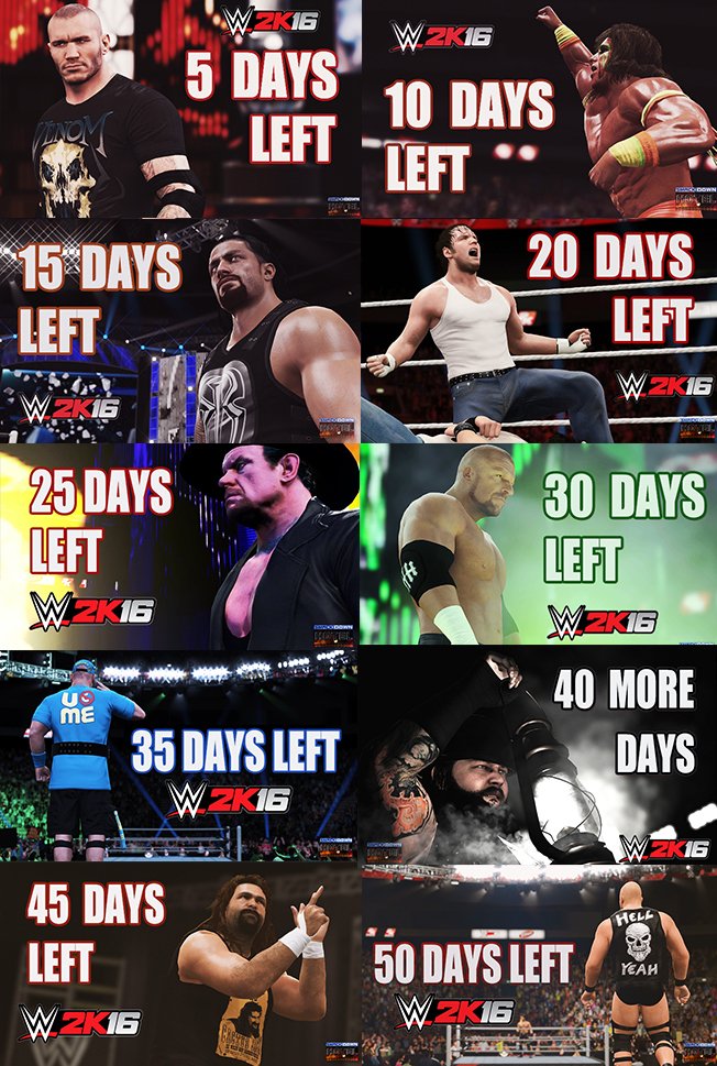 TheSDHotel's tweet photo. It has been a long road guys, the wait for WWE 2K16 is almost over! RT if you remember all these ;) #WWE2K16 https://t.co/h6URwFFROr