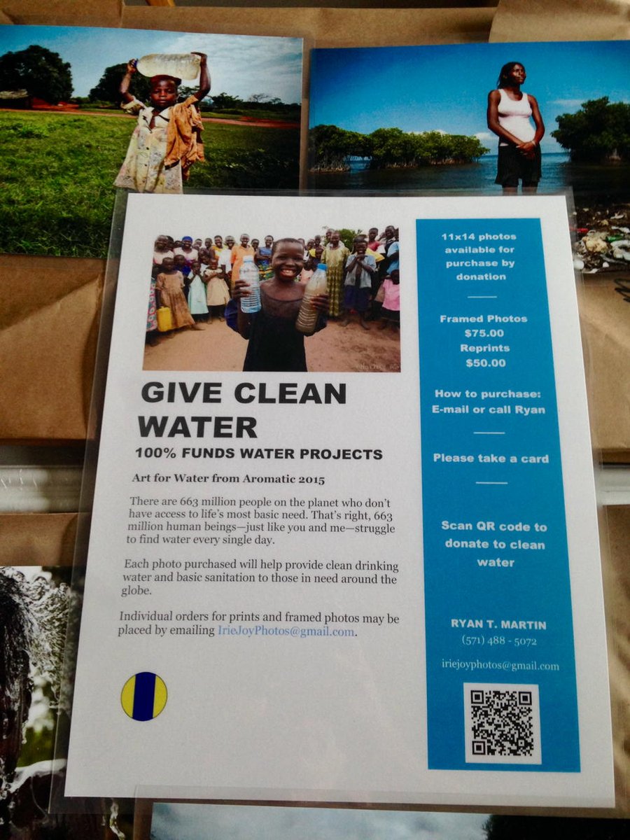 ProjectPeoples's tweet photo. Give #CleanWater 11x14 framed photos purchased by donation from room 4-033 #artforwater @artomatic #impact #irie https://t.co/hTnH4mfamW