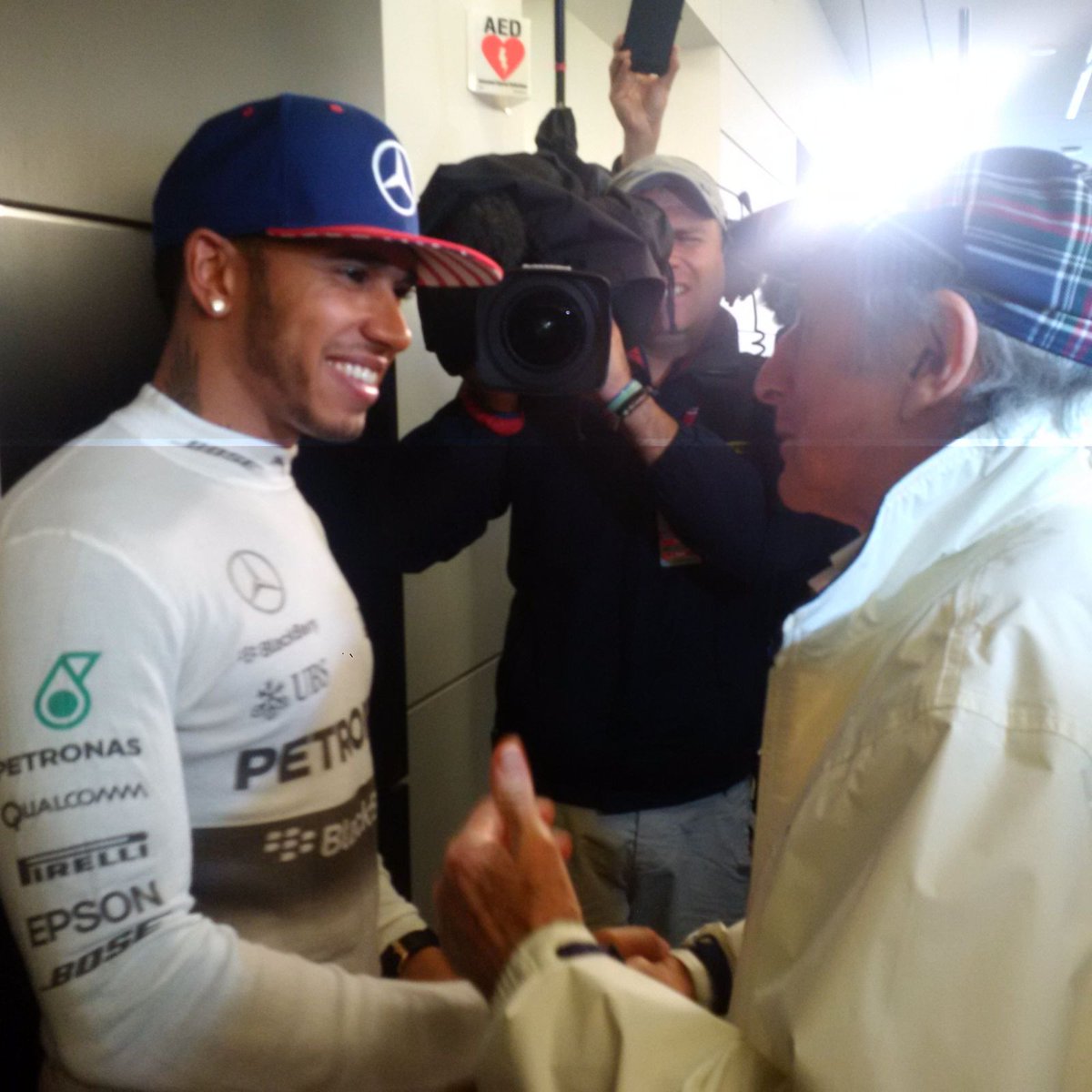 MercedesAMGF1's tweet image. From one British three-time #F1 Champ to another... #TheWon @LewisHamilton #USGP