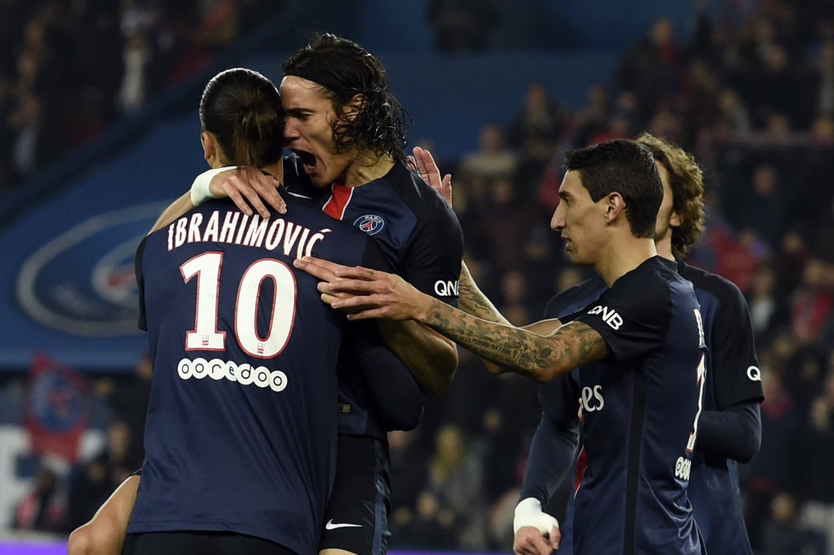 ChampionsLeague's tweet photo. No stopping @PSG_English!

Zlatan Ibrahimović &amp; Edinson Cavani score as leaders go 7 points clear with 4-1 win. #UCL https://t.co/kZLlAz2nvH