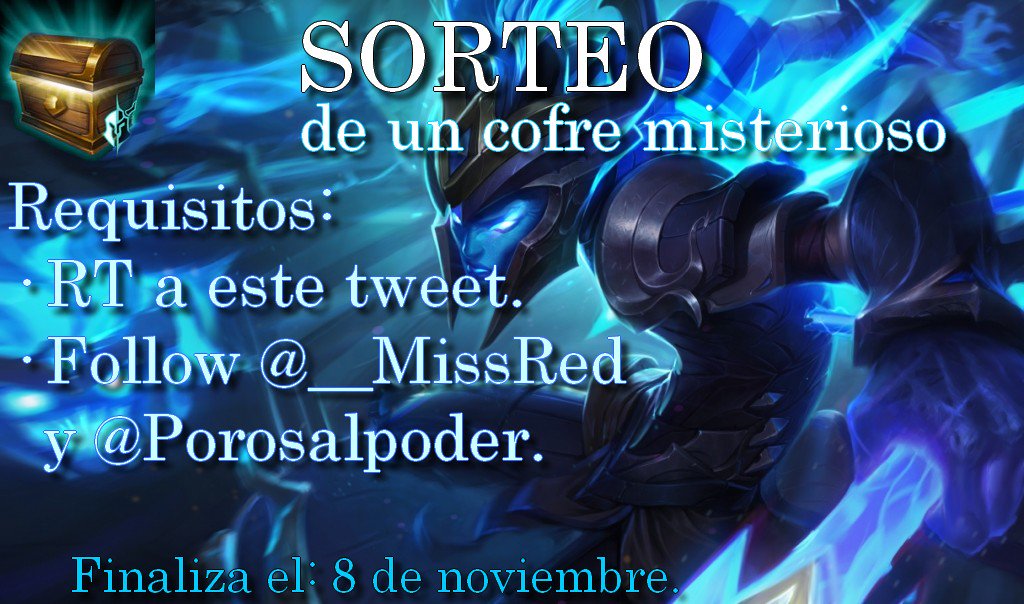 __MissRed's tweet photo. ¡SORTEO de un cofre misterioso!

Requisitos:
· RT a este tweet.
· Follow @__MissRed y @Porosalpoder.

¡Mucha suerte! https://t.co/c3bXV89XgF