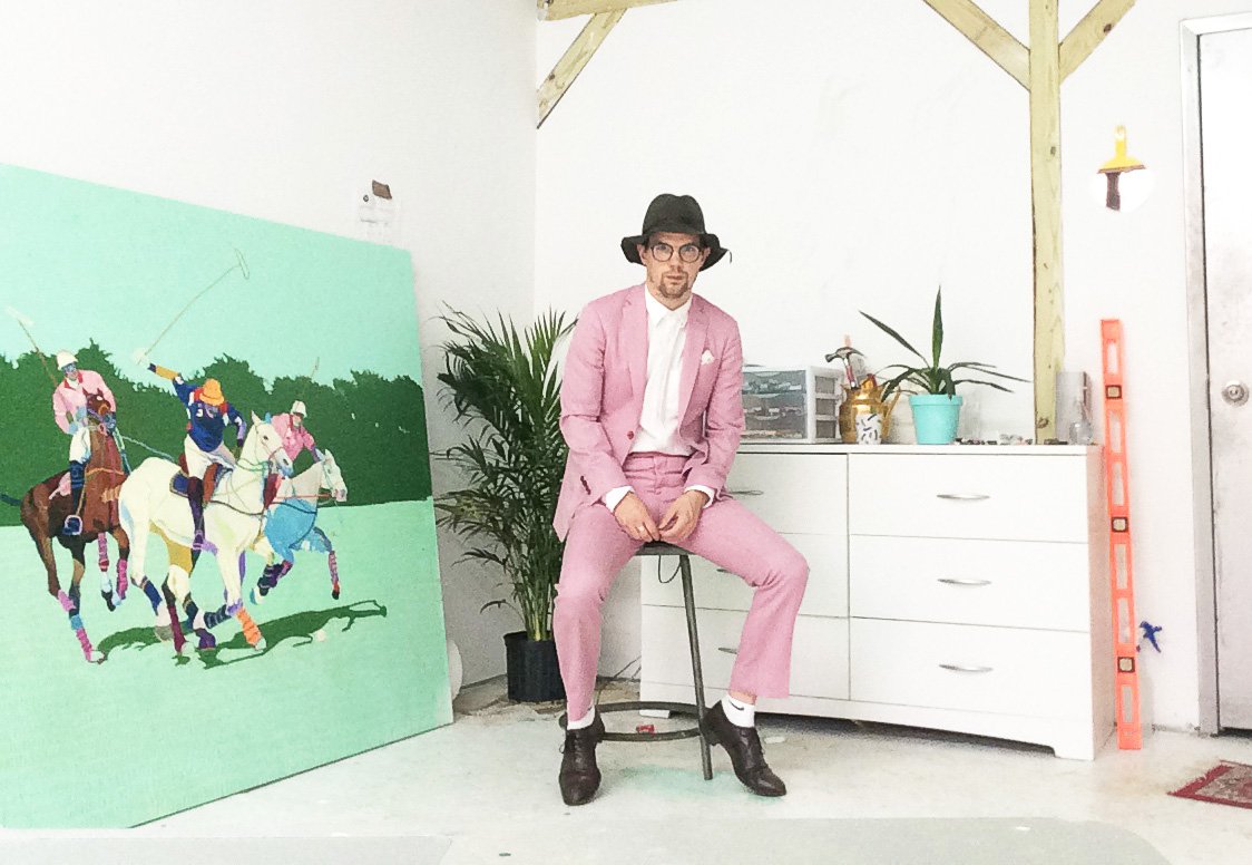 Andy in the studio. Leisure Studies opens at Mott Street on November 13.
<a href="/andydixonart/">Andy Dixon</a> #AndyDixon #studioshot #polo