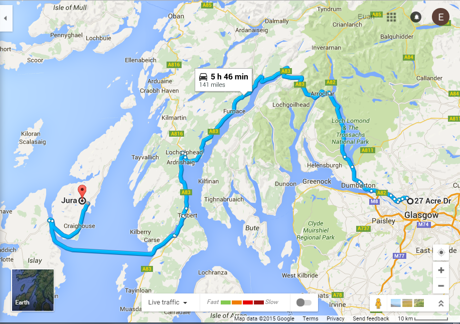 AstroOutreach's tweet photo. A map of tomorrow's adventure to Jura with the #MaxwellTorch for #IYL2015. It's going to be scenic! https://t.co/Uhog2MHU6b
