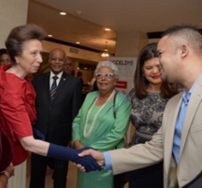 MGIMona's tweet photo. MGI Director meeting Princess Anne at closing ceremonies of #CCELD @cceld2015 #royalty https://t.co/hHlC0UCN4H https://t.co/D87gBcp1FN