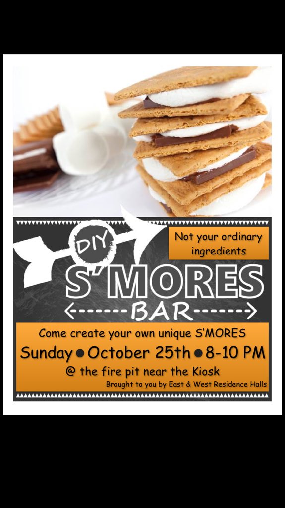 EastWestHalls's tweet photo. Come join us for some s'mores and fun at the kiosk from 8-10 this evening! #liveUNE https://t.co/HfR7X8KrL5