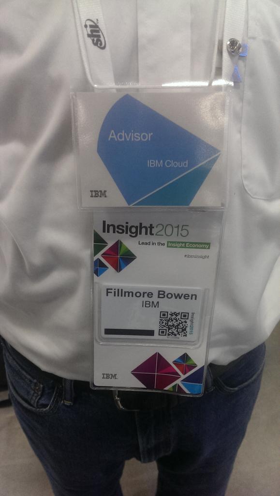 fbowen's tweet photo. #IBMInsight. Stop by #IBMCloud booth and talk to cloud advisor.  Look for their blue tag. https://t.co/xjkKYCQtNP