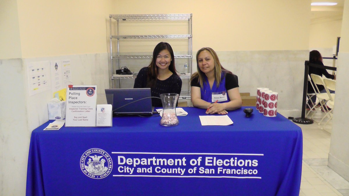 SFElections's tweet photo. We very much appreciate our Inspectors attending classes today and picking up ballots and supplies!  #sfelections https://t.co/f72286loky