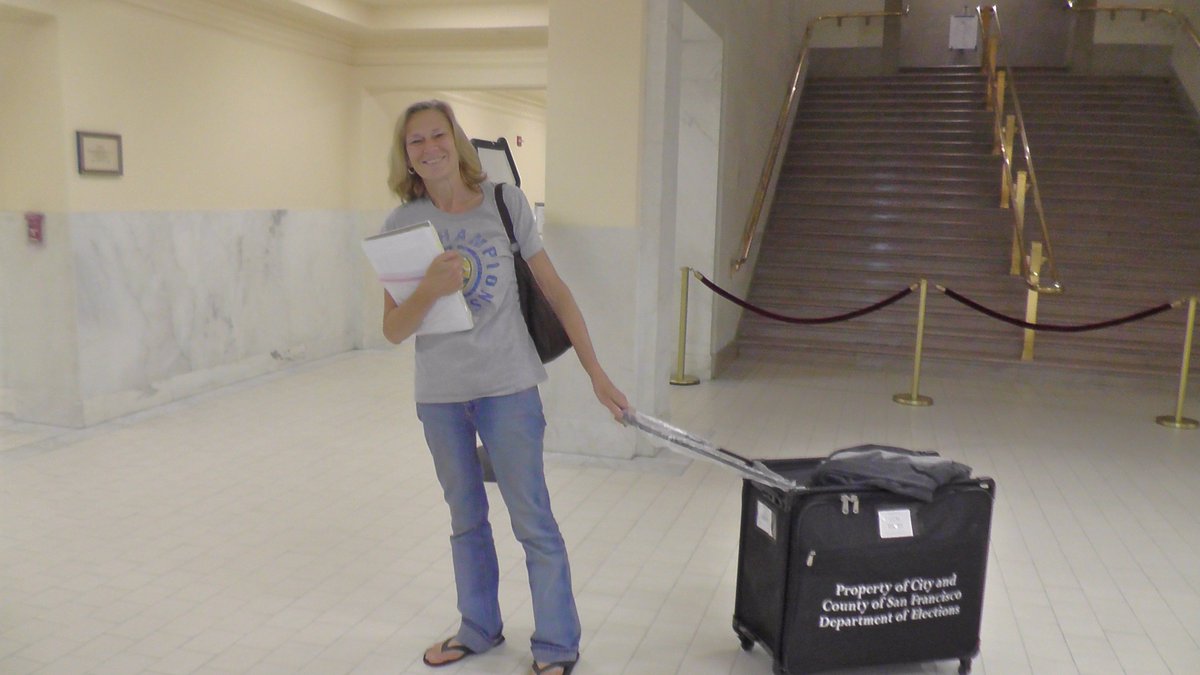 SFElections's tweet photo. We very much appreciate our Inspectors attending classes today and picking up ballots and supplies!  #sfelections https://t.co/f72286loky