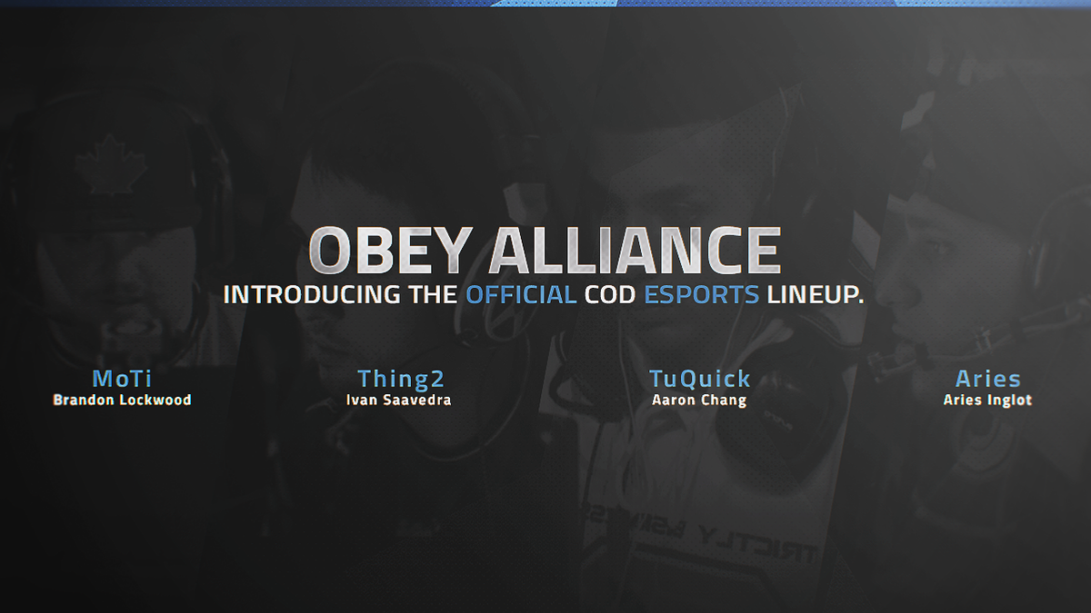 ObeyAlliance's tweet image. Introducing the official Obey Alliance COD eSports lineup! @ObeyTuQuick @ObeyMoTi @ObeyThing2 @ObeyAries