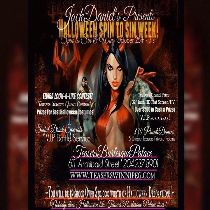 TeasersWinnipeg's tweet photo. #Halloween week coming up Oct 26th-Oct 31st @TeasersWinnipeg #Amazing #Double #TeasersFeatures #HoneyDipp #DanaDee https://t.co/22aFHA4GHh