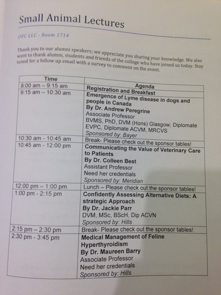 OdessaYarker's tweet photo. @OntVetCollege Excellent speakers and topics today! Thanks to #OVCAA for organizing a great day of #CE https://t.co/ObOLngxQ3S