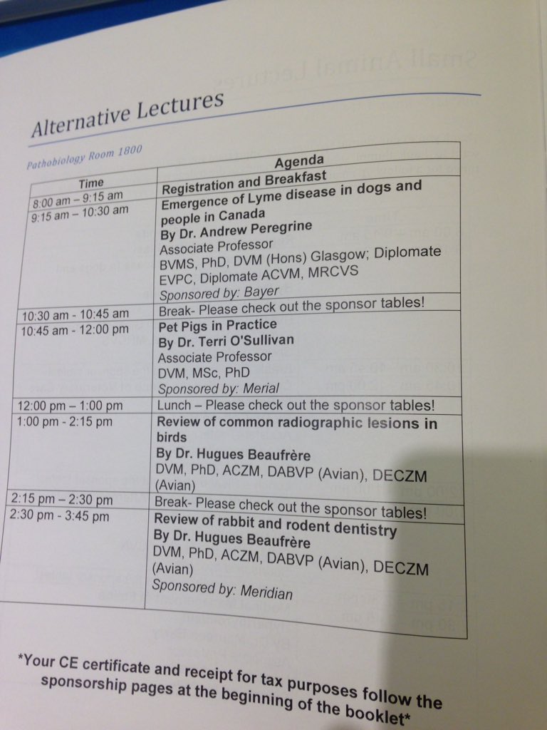 OdessaYarker's tweet photo. @OntVetCollege Excellent speakers and topics today! Thanks to #OVCAA for organizing a great day of #CE https://t.co/ObOLngxQ3S