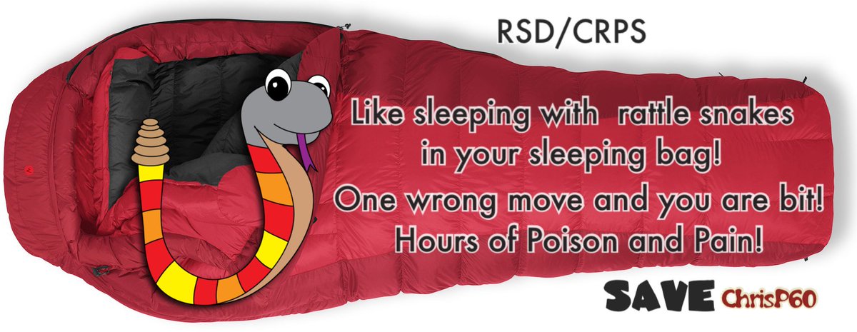 LuckyPenny_CRPS's tweet photo. #rsdcrps is like a snake in a sleeping bag. Move wrong and you are bit! Pain is coming fast and hard. #SaveChrisP60 https://t.co/HU2ZwHmuV5