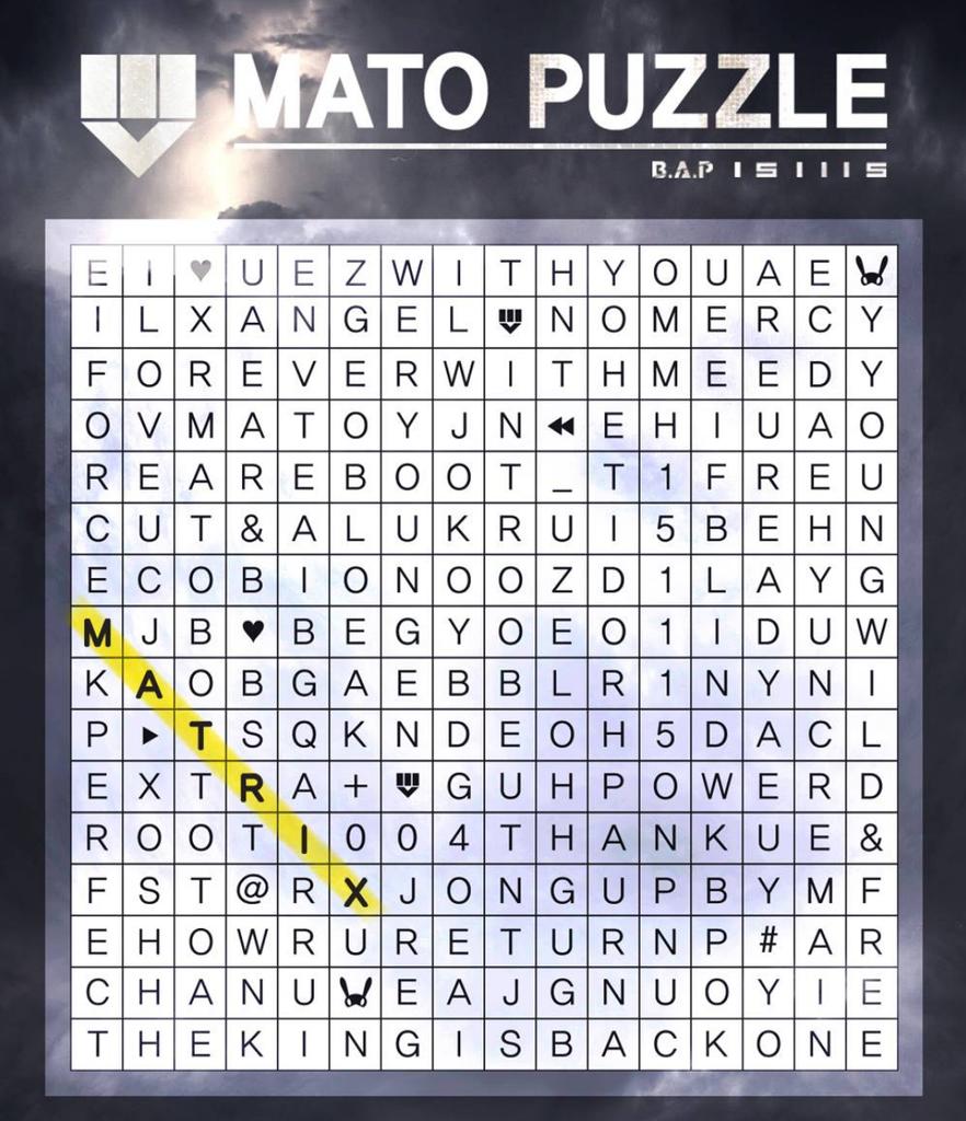 _BAPangels's tweet photo. 🐰 TS โพสคำปริศนาบน Puzzle
ที่ถูกเฉลยแล้ว
MATO PUZZLE #BAP #BAP151115 #MATOPUZZLE #MATRIX https://t.co/u84W52GpIf https://t.co/xhsBpWoA0Q