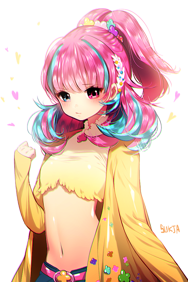 Anime girl pink hair pink eyes