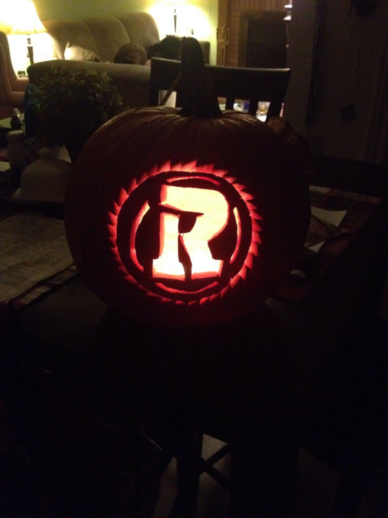 kylesens's tweet photo. Carved up a pumpkin this weekend! #RNation #RedBlacks #CFL #pumkin https://t.co/n1Bs0LV881