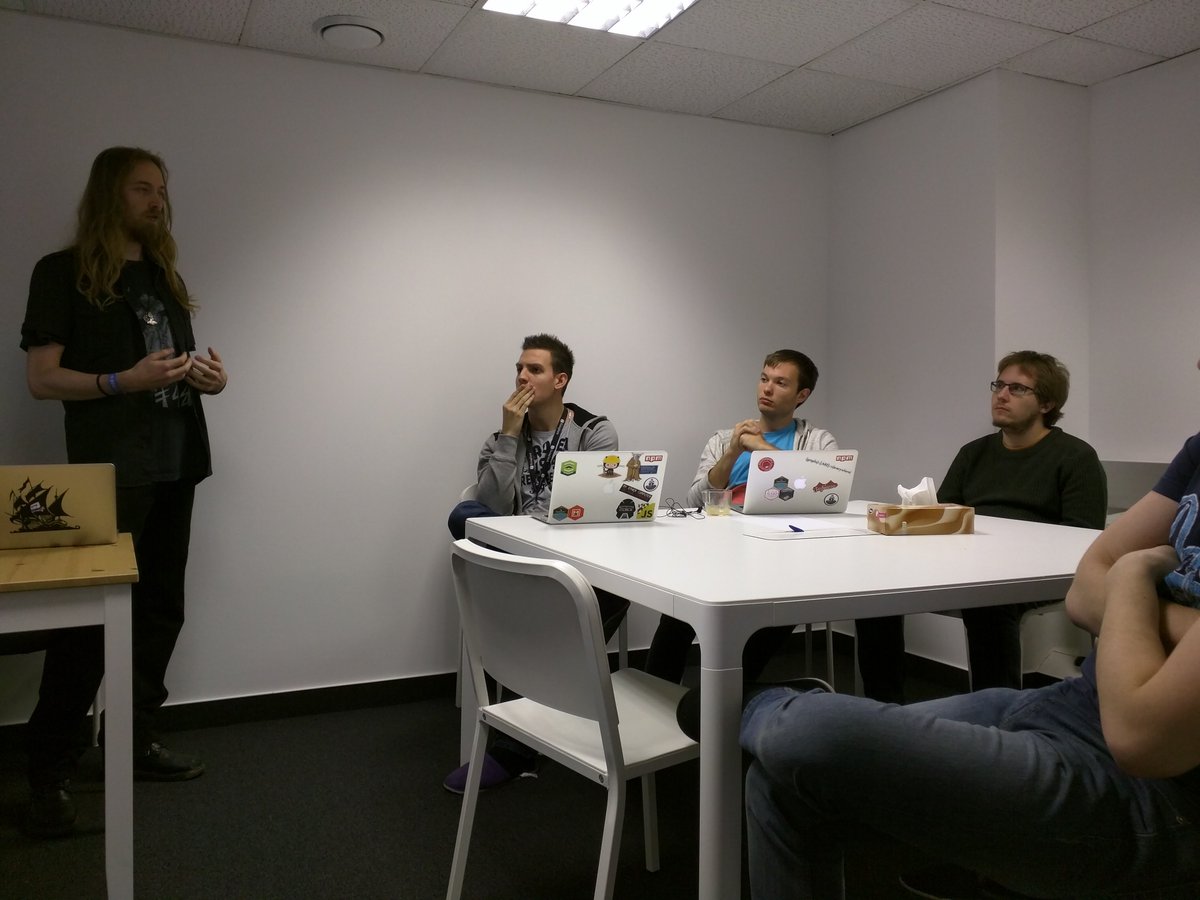 nodebp's tweet photo. Prepping for #nodebp october at @RisingStack's HQ. @kevinpur is talking about his #electron based app #rehearsal https://t.co/GuaPKccxYM