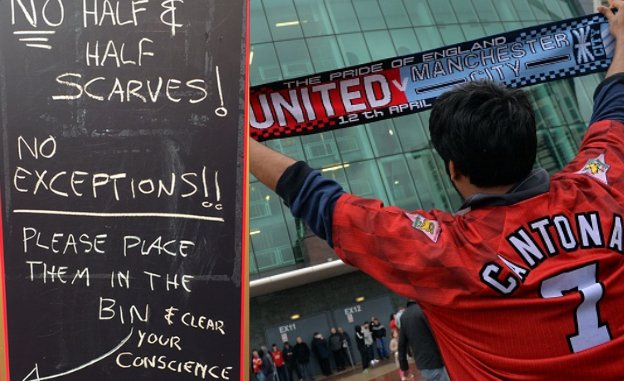 BBCMOTD's tweet photo. Would you ever buy a half-and-half scarf? 

A pub in Manchester banned them on Sunday.

https://t.co/jbBbNpl3WN https://t.co/eflnXFxERt