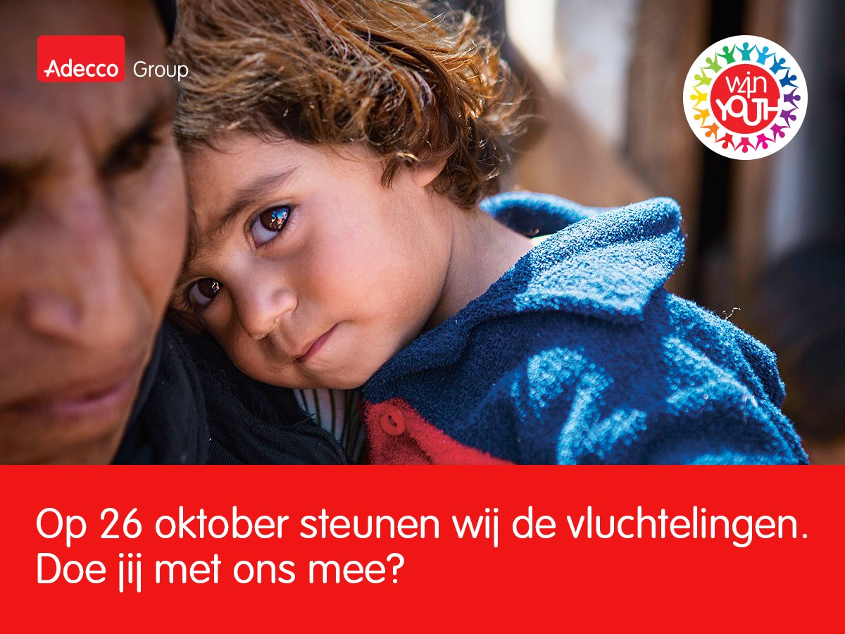 AdeccoNL's tweet photo. Vandaag zwemmen, fietsen en lopen wij 50.000 km voor de vluchtelingen #Win4YouthSDR https://t.co/doQrnMxTSQ https://t.co/IfWcd9ymRA