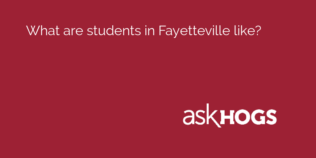AskHogs's tweet image. What are students in Fayetteville like?

Learn more here: asku.co/AskHogs/questi…