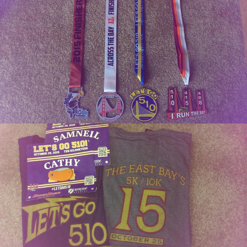 CA_Running's tweet photo. @reprunning @BrazenRacing @0aklandish thanks for the great race, gear &amp; bling! #letsgo510 #runthebaychallenge https://t.co/YW9lKpdqRf