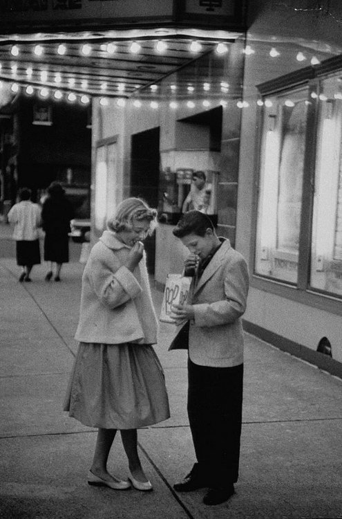 Teenagers on a date in 1957