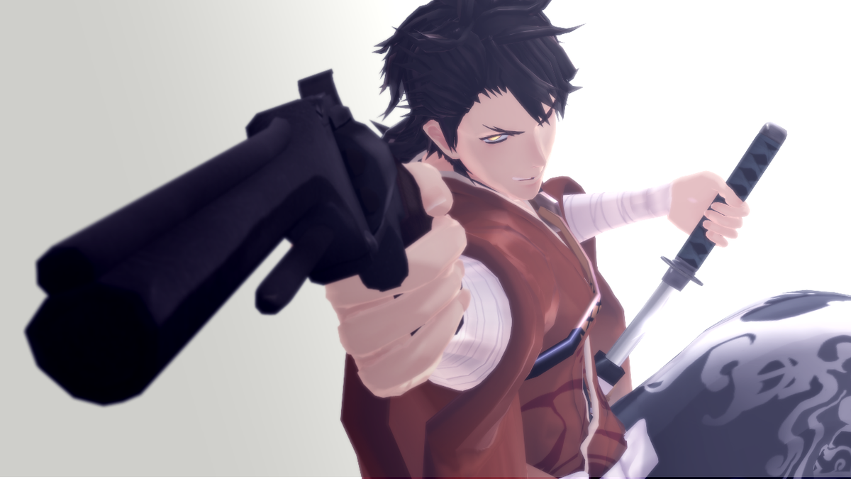 あさとし 銃と刀持つ手が逆だと8割完成したところで気づきましたorz お借りしたもの 陸奥守吉行 むつ 様 エフェクト おたもん 様 そぼろ 様 針金p 様 T Co Rzaffguzdt