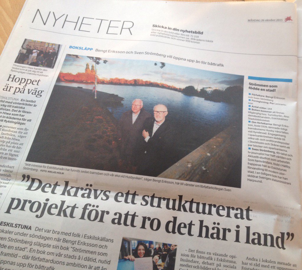 len_peron's tweet photo. En helsida i @ekuriren ✔️ #bokevolution #eskilstuna https://t.co/viO7Nqi9f5