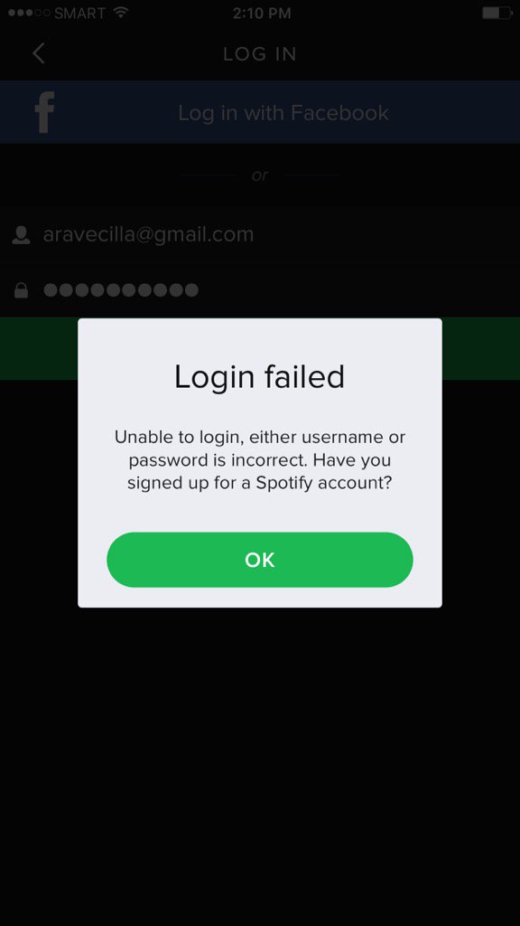 Avesness's tweet photo. This pops up when I log in the app. But I can log in okay in the browser. I have an iOS phone. @SpotifyCares https://t.co/UduW9z0fn8