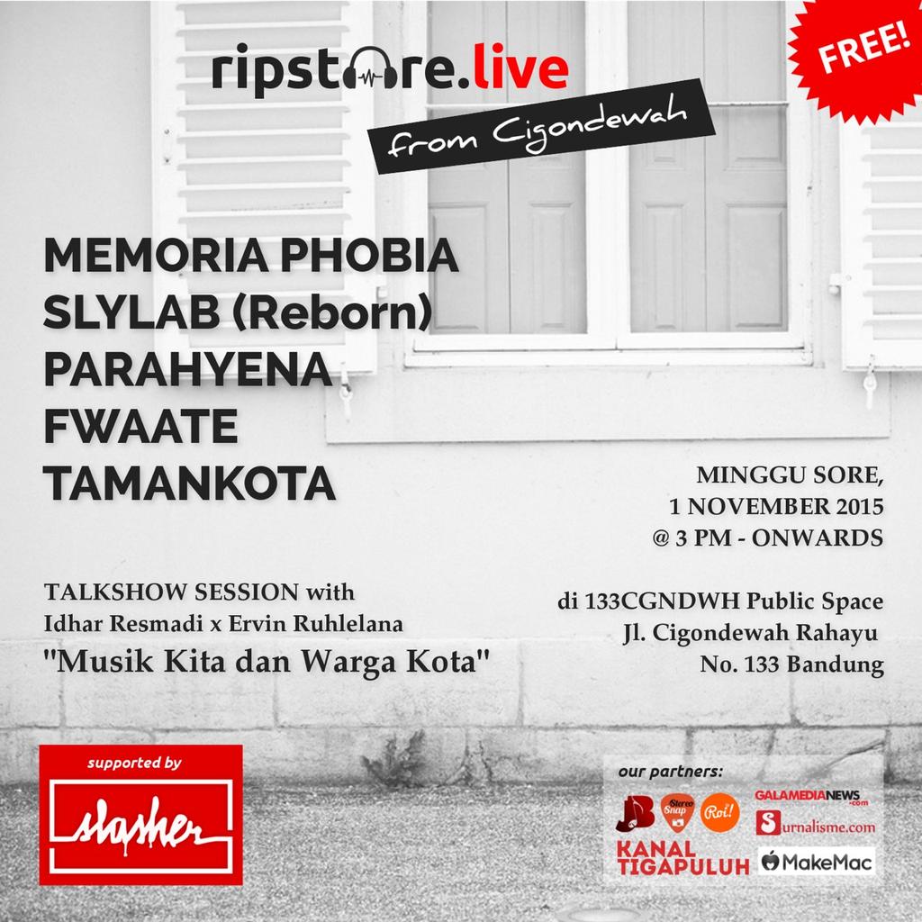 1 Nov'15: Ripstore Live | at 133CGNDWH | w/ <a href="/MemoriaPhobia/">سعيد التميمي</a> <a href="/para_hyena/">Parahyena</a> <a href="/tamkotmusic/">tamankota</a> etc. | <a href="/Ripstore/">RIP Store</a>