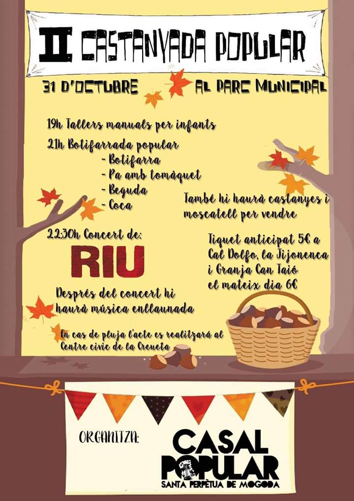 Teniu el tiquet pel sopar de la #castanyada ? El podeu trobar a Cal Dolfo, Jijonenca o granja Can Taió #AgendaPPCC