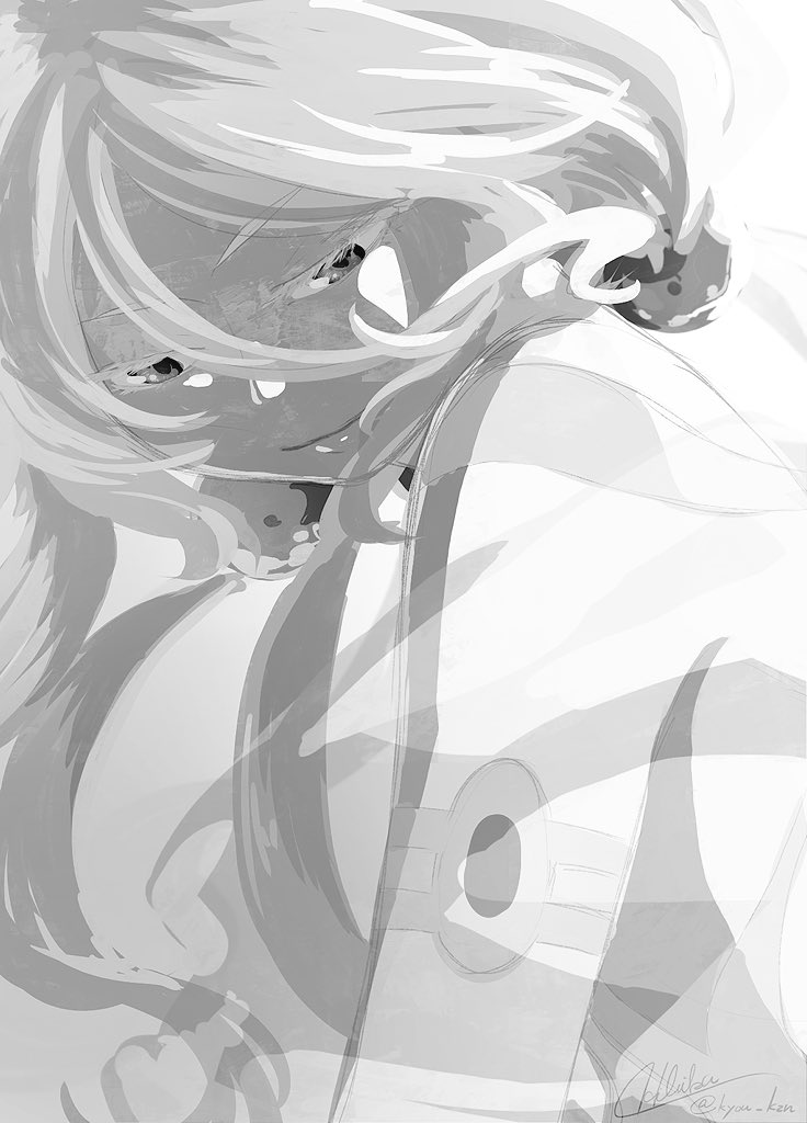#描いた絵をモノクロにしていくとかっこいい
薄いか濃いかだな 