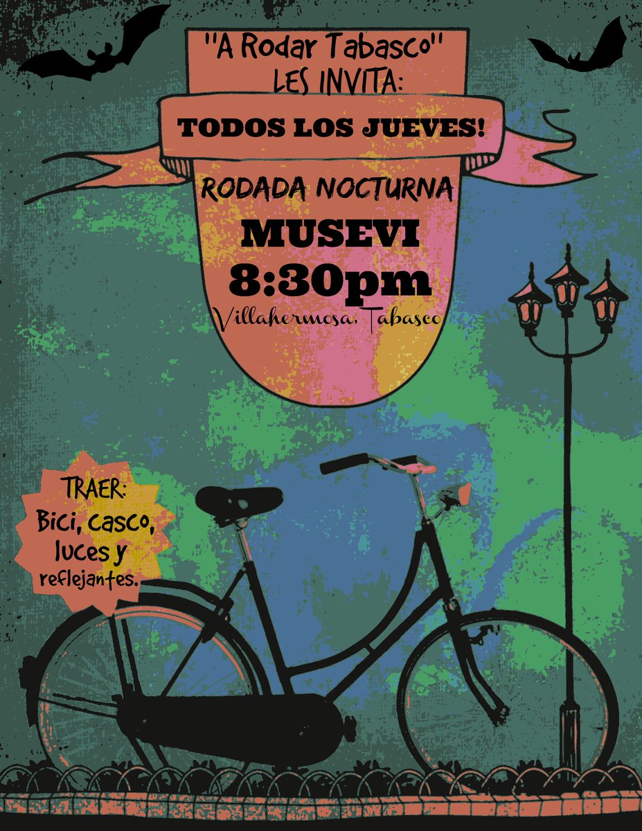 ARodarTabasco's tweet photo. JUEVES TOCA!! #RodadaNocturna CORRE LA VOZ inf. Ver FOTO @11_alcoba @Omar_Rico @MagoChong_Tall @ChocoCulero https://t.co/z0Vko3MFNp