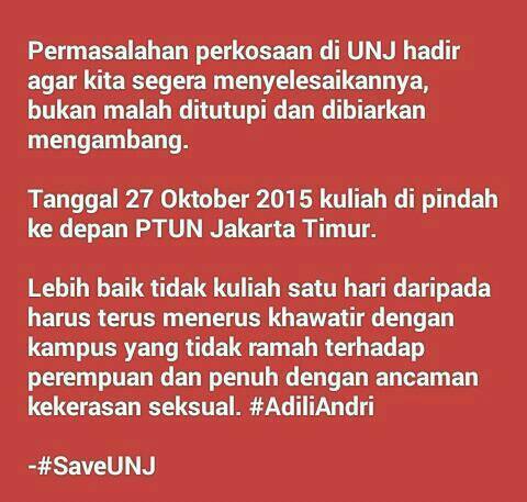 jovimaulana's tweet photo. 27 Oktober putusan hakim mengenai gugatan dosen cabul thdp SK Pemberhentian dirinya dari Dekan FIS. Kawal @SaveUNJ ! https://t.co/LQ5VhBDnqI