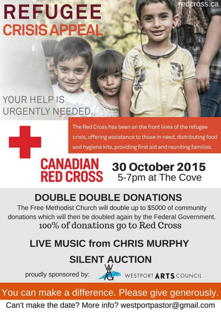 THERIDEAUCALLS's tweet photo. #WestportOntario #community is coming together #Friday @thecoveinn to #support @redcrosscanada help #refugeecrisis! https://t.co/UM9HpowV00