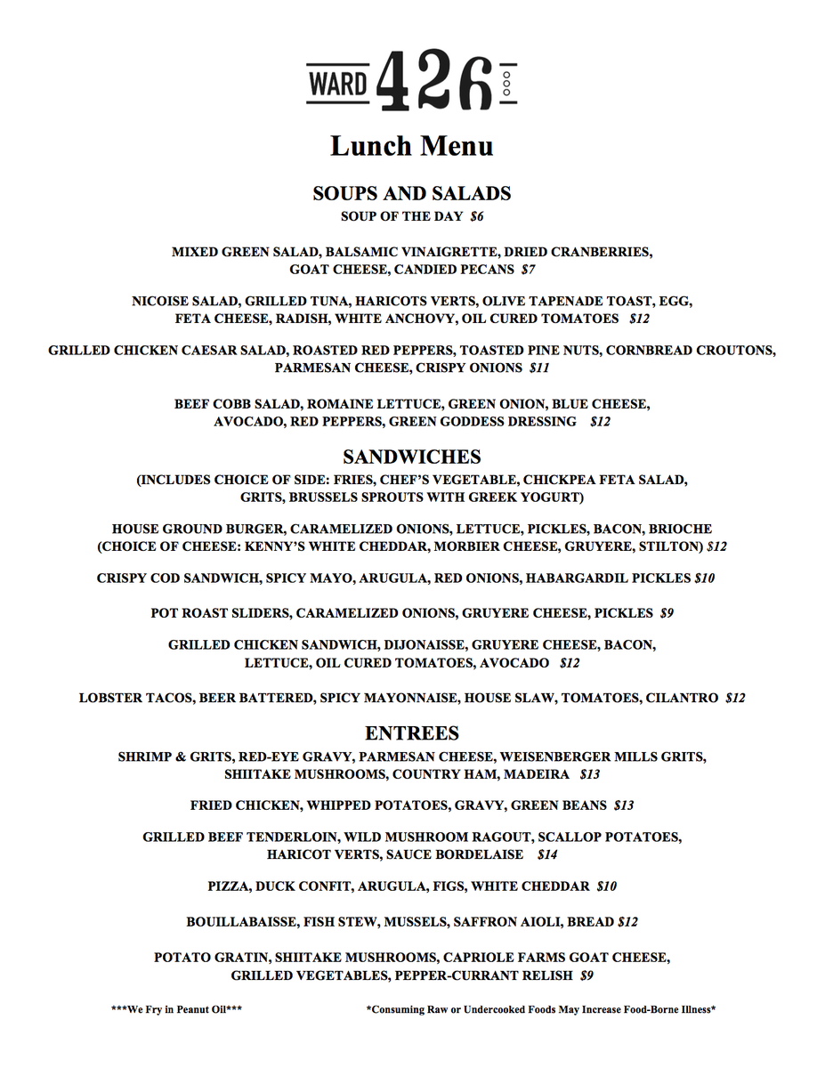 Ward426's tweet photo. In the mood for something new? Try our brand new lunch menu today! #newmenu #lunch #Ward426 https://t.co/znubhJXZUR