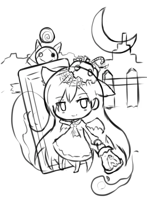 @onidourou00 
ラフ描いてみました!デフォ絵で申し訳ないですが… 