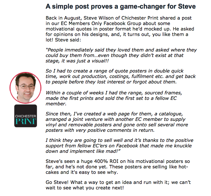 ChichesterPrint's tweet image. Thanks for the mention in Sunday Success Fuel email #ECWorks #BottysEC